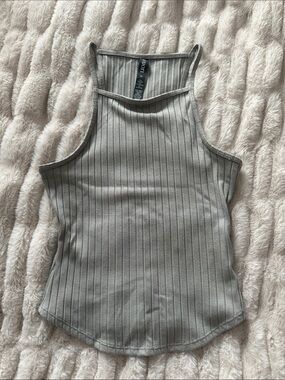 Vuori Ribbed High-Neck Tank Top - Light Gray NWOT XS